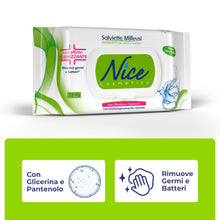 Carica l'immagine nel visualizzatore di Gallery, Nice Salviette Milleusi Igienizzanti, Fresche e Idratanti sulla Pelle Con Glicerina e Pantenolo, Confezione da 72 Salvie