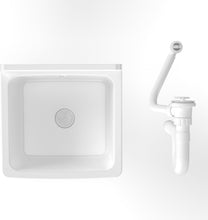 Carica l'immagine nel visualizzatore di Gallery, Adventa: Vasca in resina di PP, fissaggio a Parete, Compatto, Con Sifone e Piletta, Resistente agli acidi di uso comune, Lavanderia, Garage, Esterno, 40L x 40P x 19H cm, Bianco