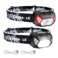 Carica l'immagine nel visualizzatore di Gallery, Lepro Torcia Frontale LED Ricaricabile, 2000lux 6 Modalità di Luce, 2pcs