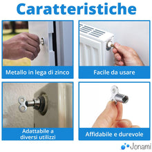 Carica l'immagine nel visualizzatore di Gallery, Jonami 2x Chiave Sfiato Radiatori Universale – Chiavetta per Valvola Scarico Calorifero Spurgo Impianto Termico Riscalda