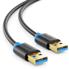 Carica l'immagine nel visualizzatore di Gallery, deleyCON 3,0m USB 3.0 Super Speed - A Connettore a A Connettore - Velocità di Trasferimento fino a 5 Gbit/s - Nero/Blu