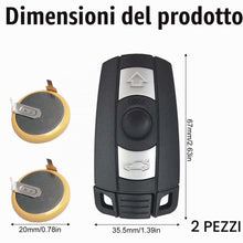 Carica l'immagine nel visualizzatore di Gallery, Telecomando chiave auto, custodia con 2 batterie LIR2025, cover compatibile per BMW Serie 1, 3, 5, 6, X1, X5