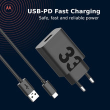 Carica l'immagine nel visualizzatore di Gallery, Motorola Chargers – Turbopower 33W Caricabatterie Rapido di Rete USB-PD/Adattatore di alimentazione con cavo USB-A-C da 