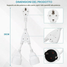 Carica l'immagine nel visualizzatore di Gallery, Romon Doppia Presa Schuko Bianca Impermeabile IP44 Corta 16A/250V, Adattatore Elettrico 2 In 1 Per Casa, Cucina E Uffici