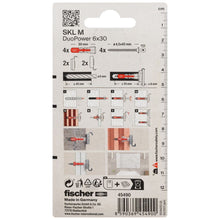 Carica l'immagine nel visualizzatore di Gallery, Fischer Kit Appendi Specchi Con Tasselli Duopower per Fissaggio su Muro o Cartongesso, SKL-M 45490