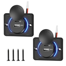 Carica l'immagine nel visualizzatore di Gallery, Caricabatteria da auto Dual USB 4.8 A, QC3.0 USB-A &amp; USB-C ricarica rapida presa per caricabatterie da auto, 12 V-24 V, 