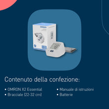 Carica l'immagine nel visualizzatore di Gallery, OMRON X2 Essential Misuratore di pressione da braccio,Clinicamente validato