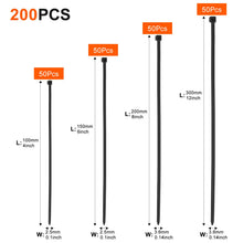 Carica l'immagine nel visualizzatore di Gallery, Fascette Elettricista,Fascette Plastica Diverse Taglie,Fascette in Nylon Premium, Fascette in Plastica Multiuso per Casa