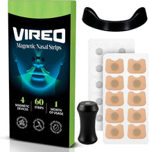 Carica l'immagine nel visualizzatore di Gallery, Vireo® Cerotti Nasali Magnetici Neri 30 giorni (60 pezzi), Dilatatore Nasale Antirussamento, Cerotti Naso, Alta Tenuta, 