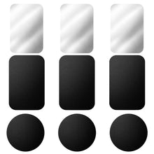 Carica l'immagine nel visualizzatore di Gallery, 9 pezzi Piastrine metalliche per supporto magnetico telefono auto, piastre di ricambio con pellicola adesiva, compatibil