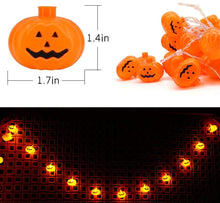Carica l'immagine nel visualizzatore di Gallery, Zucca di Luci Stringa Halloween 3Meters 20 LED Lanterna Zucca Stringa per Feste Halloween