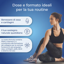 Carica l'immagine nel visualizzatore di Gallery, Bandini® MSM 2000 mg di Metilsulfonilmetano in COMPRESSE + Vitamina C, Integratore per Capelli, Pelle, Articolazioni, Un