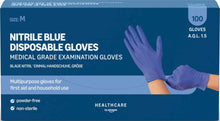 Carica l'immagine nel visualizzatore di Gallery, Amazon Basic Care Guanti monouso blu in nitrile, Senza polvere, Taglia M, 100 unità