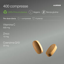 Carica l'immagine nel visualizzatore di Gallery, Vitamina C + Zinco + Q10-400 Compresse (Scorta per +1 Anno)