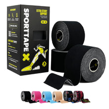 Carica l'immagine nel visualizzatore di Gallery, 3 Rotoli - SPORTTAPE Nastro Kinesiologico - 5 cm x 5 m - Nero