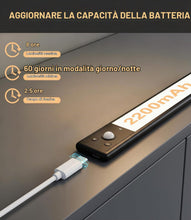 Carica l'immagine nel visualizzatore di Gallery, Luce Led Sottopensile Cucina 40CM, 2200mAh Luce Armadio LED con Sensore di Movimento, Indicatore Batteria, 3 Colori, Dim