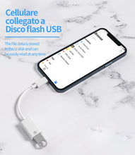 Carica l'immagine nel visualizzatore di Gallery, Adattatore da Lightning a USB Cavo OTG per Apple iPhone 14 13 12 11 Pro Max 7 8 Plus X SE XS XR Per iPad Air Chiavetta S