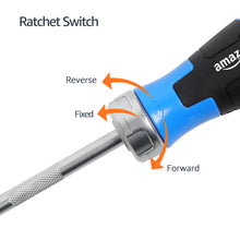 Carica l'immagine nel visualizzatore di Gallery, Amazon Basics Set di cacciavite magnetico a cricchetto, 12 pezzi in 1, Blu