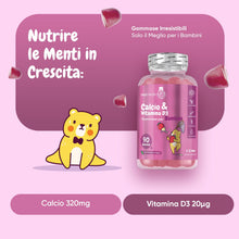 Carica l'immagine nel visualizzatore di Gallery, Calcio Integratore con Vitamina D Bambini, 90 Gommose Fragola e Vaniglia