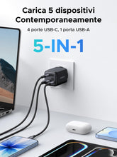 Carica l'immagine nel visualizzatore di Gallery, UGREEN 45W Caricatore USB C Ricarica Rapida 5 Porte GaN Spina da Parete