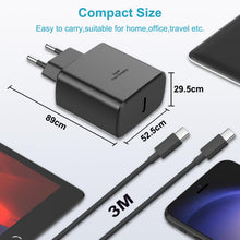 Carica l'immagine nel visualizzatore di Gallery, 45W USB C Caricatore Caricabatterie con 3M Nylon Cavo USB Type-C per Samsung Galaxy S26 S25 S24 S23 S22/S21Note/A53/A15,