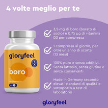 Carica l'immagine nel visualizzatore di Gallery, Boro Integratore, 3,5 mg di Boro Puro per Compressa, 400 Compresse in un più di un anno di Fornitura, Senza Additivi Ind