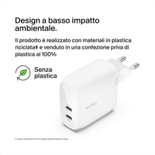 Carica l'immagine nel visualizzatore di Gallery, Belkin BoostCharge Doppio caricabatteria USB-C con PPS da 60 W per iPhone 16, 15, 14, iPad, Samsung Galaxy e Google Pixe