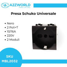 Carica l'immagine nel visualizzatore di Gallery, 2 Pezzi Presa Schuko 2P+T 16A, Compatibile Con Bticino Living Light (Nero)