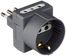 Carica l'immagine nel visualizzatore di Gallery, BTicino S3610G Adattatore Tris a 3 Posti, con 1 Presa Schuko polivalente standard tedesco e 2 Prese piccole 10A, 1500 W,