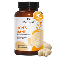 Carica l'immagine nel visualizzatore di Gallery, Bandini® Lions Mane 365 Compresse (+1 Anno) con Pepe Nero, Hericium Erinaceus 2000mg, Fornitura Annuale di Hericium con 