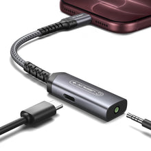 Carica l'immagine nel visualizzatore di Gallery, JSAUX Adattatore USB C a Jack 3,5mm con Ricarica PD 60W 2 in 1 per audio aux con microfono DAC Hi-Res supporto chiamate 