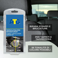 Carica l'immagine nel visualizzatore di Gallery, ATG Kit riparazione sedili auto in tessuto - Rivestimento tappezzeria Auto - Colla per tessuti auto - Toppe per sedili auto - Per tutta la tappezzeria – 13 pezzi (Confezione Assortita)