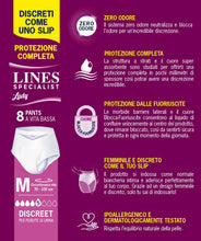Carica l'immagine nel visualizzatore di Gallery, Lines Specialist Pants Lady Discreet, Mutande Assorbenti per Incontinenza Donna, Vita Bassa, Femminili e Discreti, Zero 