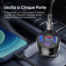 Carica l'immagine nel visualizzatore di Gallery, Caricatore Auto USB C Accendisigari 65W, Presa Multi USB Rapida a 5 Porte