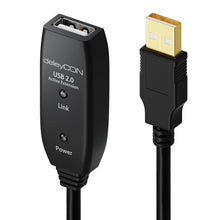Carica l'immagine nel visualizzatore di Gallery, deleyCON 10m USB 2.0 Ripetitore Cavo di Estensione Attivo con Amplificatore di Segnale Porte USB-A e USB-A - Nero