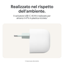 Carica l'immagine nel visualizzatore di Gallery, Caricatore Google USB-C 45 W - Caricatore per la ricarica rapida di smartphone Pixel - Compatibile con i prodotti Made b