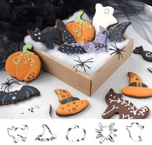 Carica l'immagine nel visualizzatore di Gallery, Formine Biscotti Halloween, Set 9 Pezzi Stampi in Acciaio Inox – Zucca, Pipistrello, Fantasma, Strega, Gatto, Ragno, Sch