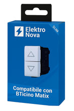 Carica l'immagine nel visualizzatore di Gallery, Elektronova Pulsante doppio 1P+1P saliscendi (no interbloccato) compatibile Bticino Matix colore bianco - Confezione 1 p