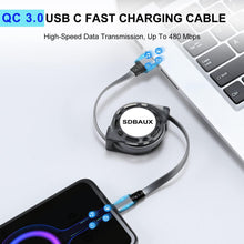 Carica l'immagine nel visualizzatore di Gallery, SDBAUX Cavo USB C a Ricarica Rapida 1M, QC 3.0(3A) da USB A a USB Tipo C Cavo di Retrattile per Auto Carplay, iPhone Ser
