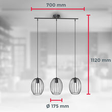 Carica l'immagine nel visualizzatore di Gallery, B.K.Licht Lampadario vintage, adatto per 3 lampadine E27 non incluse, largo 70cm, alto 112cm, lampada a sospensione con 