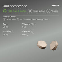 Carica l'immagine nel visualizzatore di Gallery, Ferro Integratore - 400 Compresse - Vitamina C, Acido Folico, B12