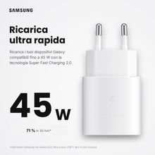 Carica l'immagine nel visualizzatore di Gallery, Samsung Caricatore USB C 45W Ultra Rapido, Adattatore da USB C a USB, caricabatterie Samsung ricarica rapida, originale 