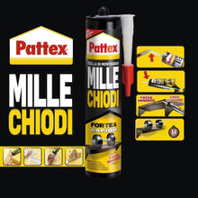 Carica l'immagine nel visualizzatore di Gallery, Pattex MILLECHIODI Forte &amp; Rapido, adesivo di montaggio extra forte che sostituisce viti e fori al muro, adesivo bianco 