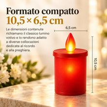 Carica l'immagine nel visualizzatore di Gallery, topolenashop Lumino Votivo LED Rosso a Batteria – Effetto Fiamma Realistico – Candela Elettronica 10,5x6,5 cm con Interr