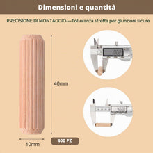 Carica l'immagine nel visualizzatore di Gallery, 400 Pezzi Tasselli in Legno Scanalati , Spine e Perni in Legno Duro 10x40mm, Tasselli per Mobili, Assemblaggio, Riparazi