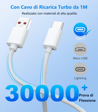 Carica l'immagine nel visualizzatore di Gallery, 67W Caricatore Rapido Turbo USB C per Xiaomi Redmi Cavo 6A Type C Cable 1M