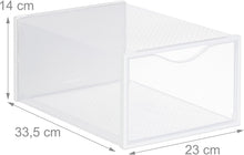 Carica l'immagine nel visualizzatore di Gallery, Relaxdays Set 12 Scatole di Plastica per Scarpe fino al N. 45, Scarpiera con Box Impilabili, Shoe Organizer, Trasparenti