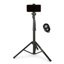 Carica l'immagine nel visualizzatore di Gallery, Amazon Basics - Treppiede per Telefono Estensibile e Bastone per Selfie 162cm, con Telecomando Wireless, Nero