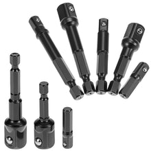 Carica l'immagine nel visualizzatore di Gallery, QWORK® 12 pezzi adattatore a bussola set, 1/4", 1/2", 3/8", 4 pezzi socket ratchet converter,nero