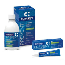 Carica l'immagine nel visualizzatore di Gallery, Prevent Kit Curasept - Collutorio 300 ml + Gel 30 ml - Protezione Gengive e Impianti Con Postbiotici e Olio d’Oliva Ozon